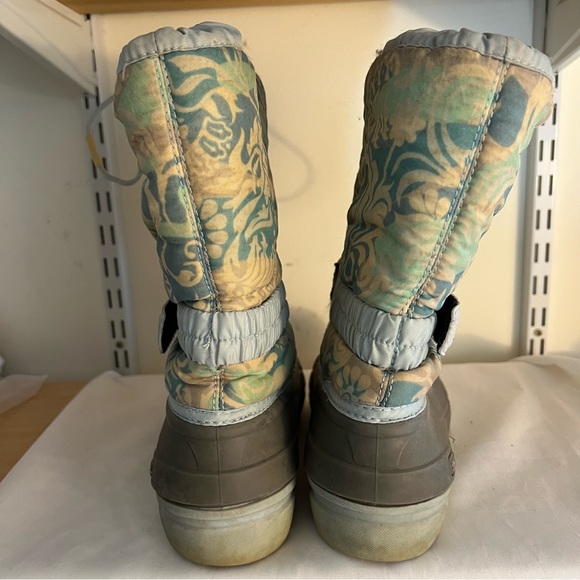 Sorel FLURRY Waterproof Floral Snow Boots Womens Size 5 Blue Gray Rain - Picture 7 of 7